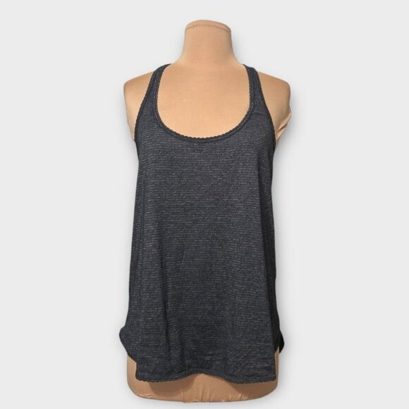 Lululemon 105 F Singlet Heathered Black Gray 8 Scalloped Tank Scalloped Top EUC - Picture 3 of 6